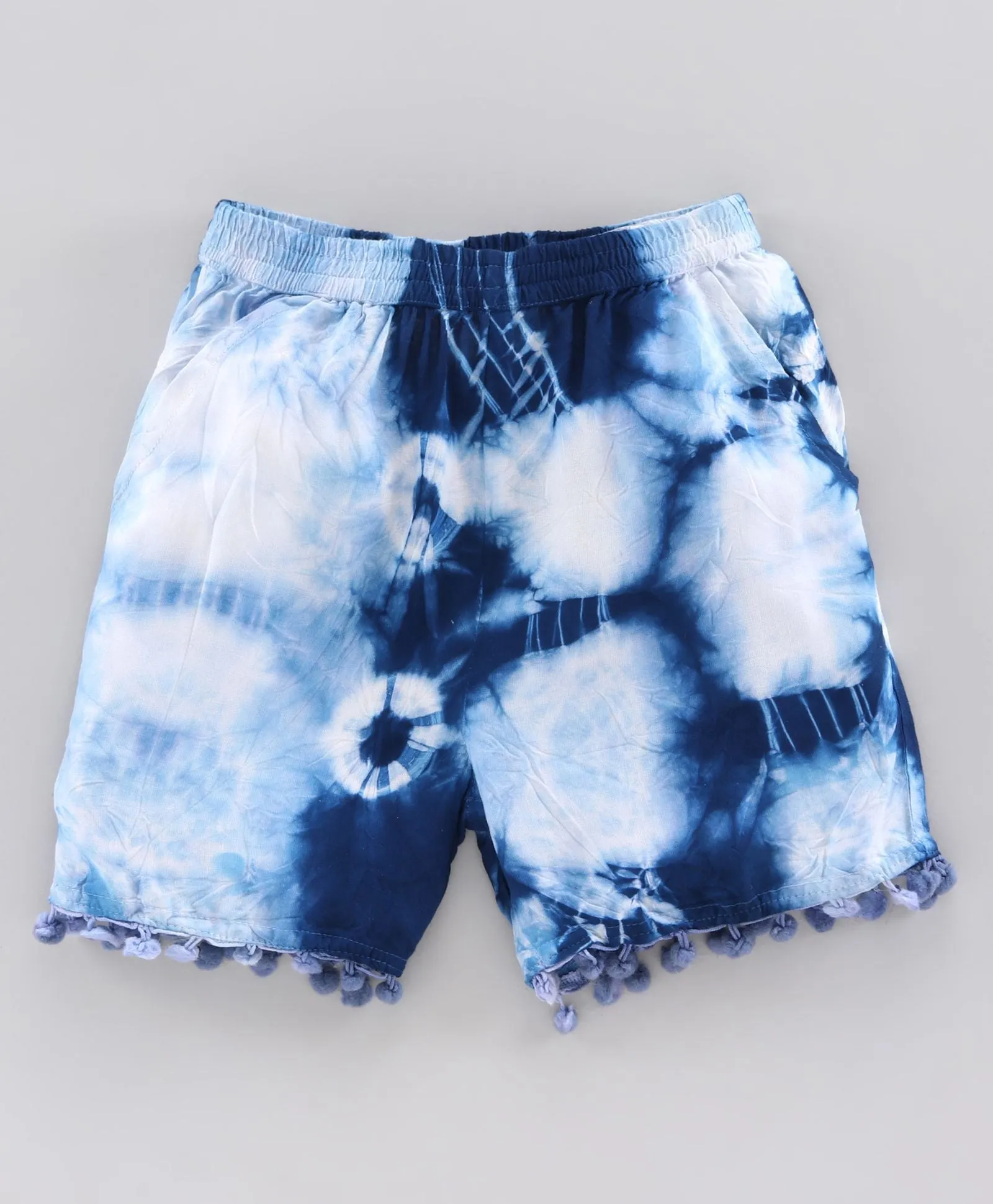 Girls Tie & Dye Shorts with Pompom