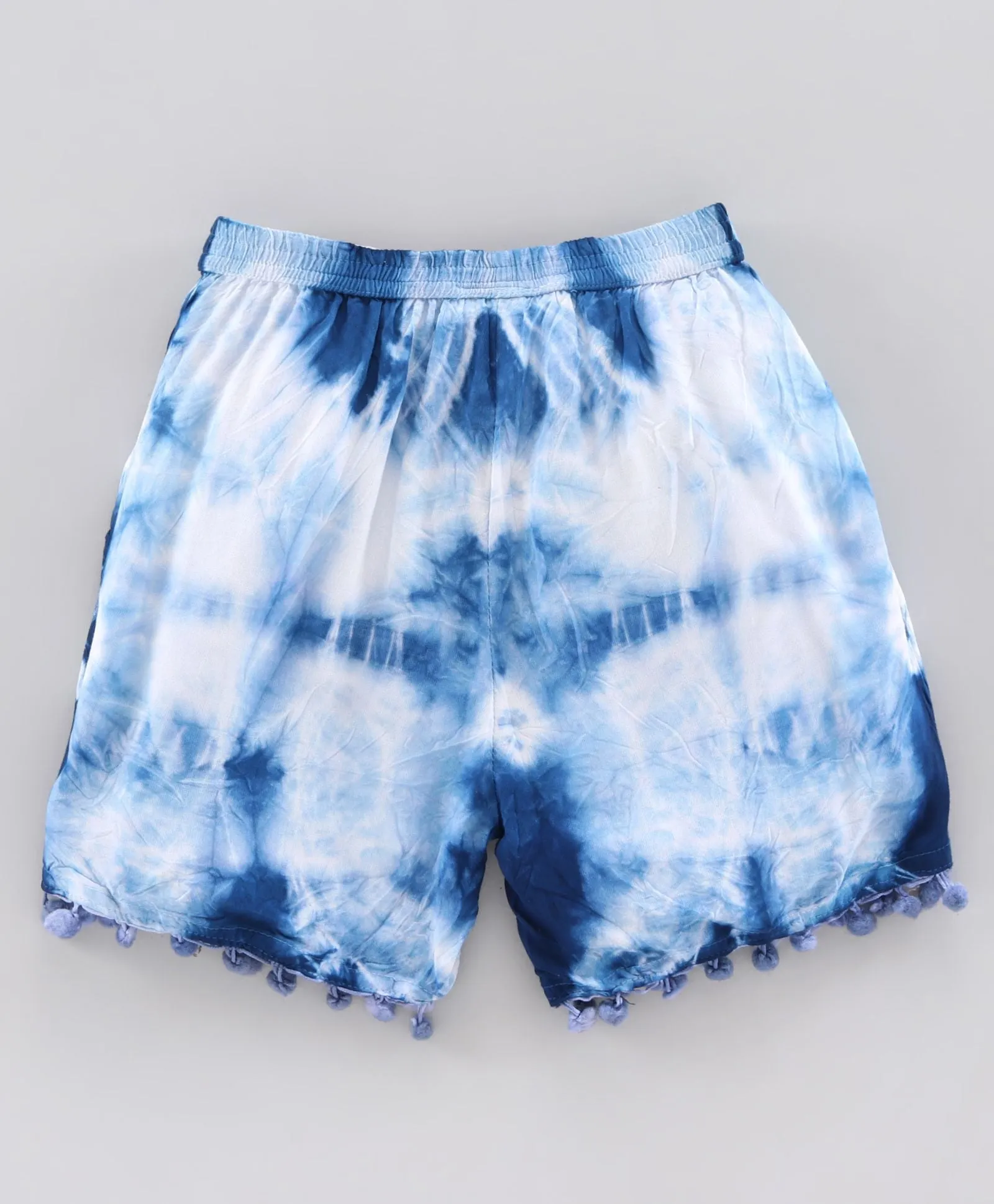 Girls Tie & Dye Shorts with Pompom