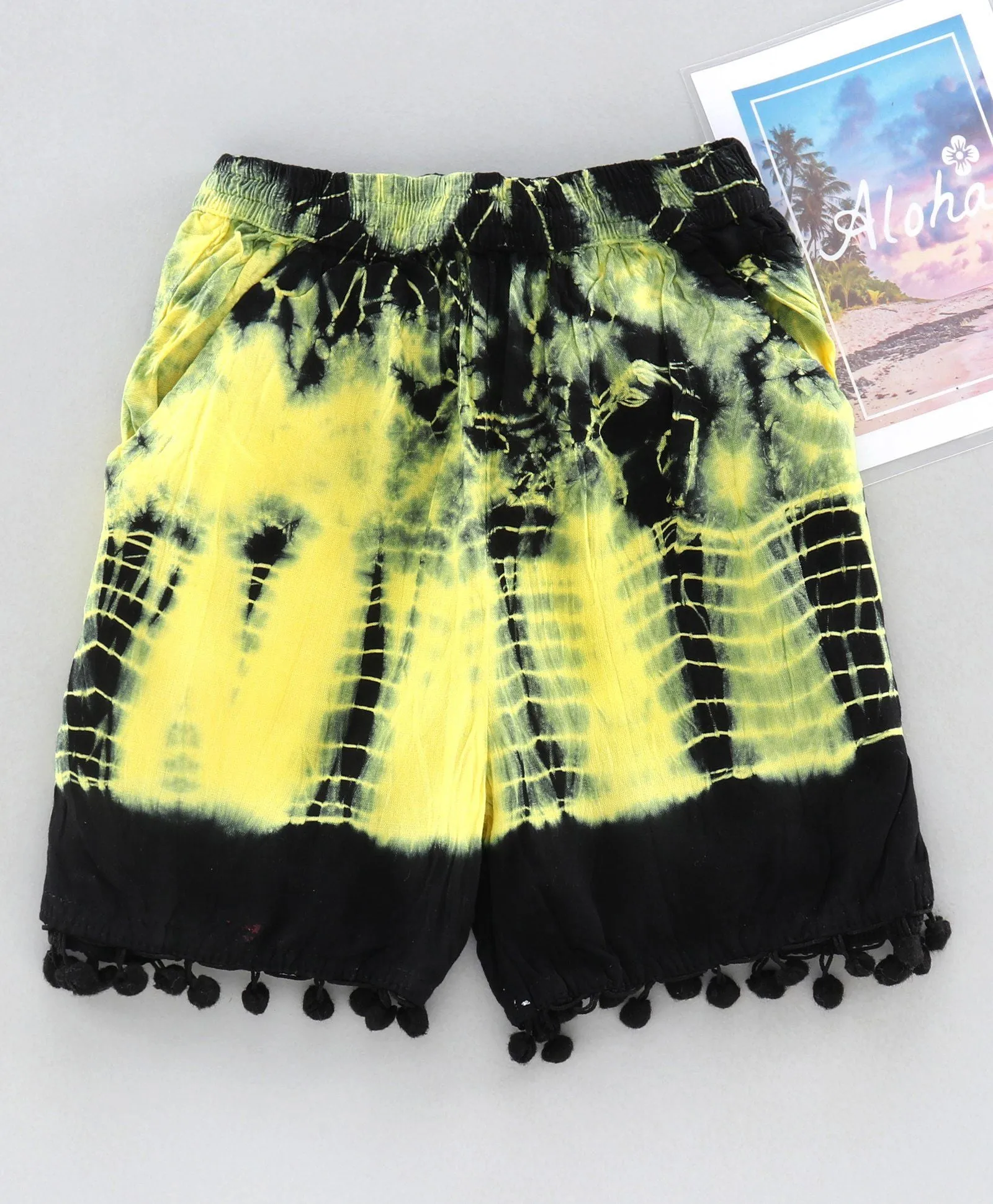 Girls Tie & Dye Shorts with Pompom