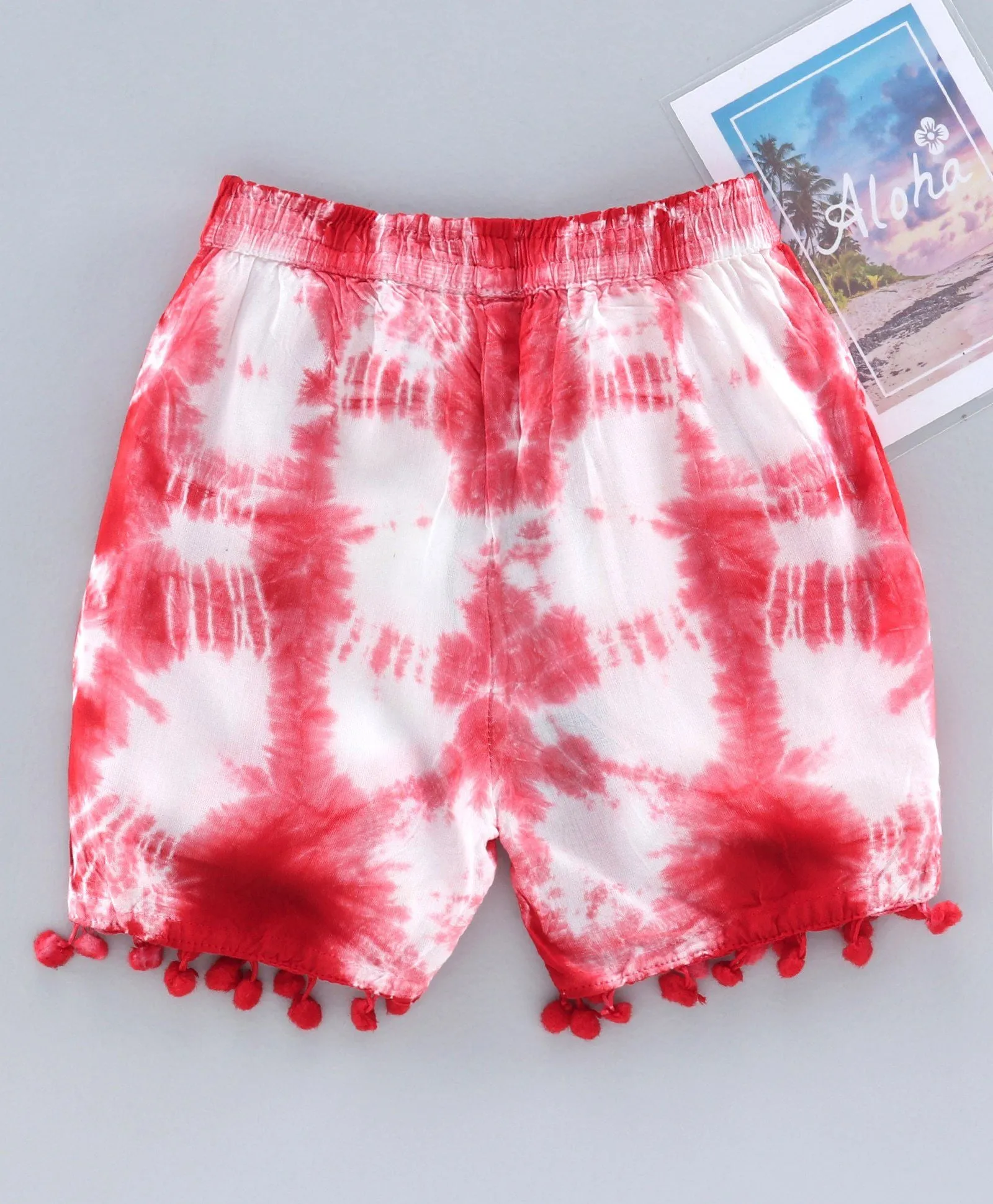 Girls Tie & Dye Shorts with Pompom