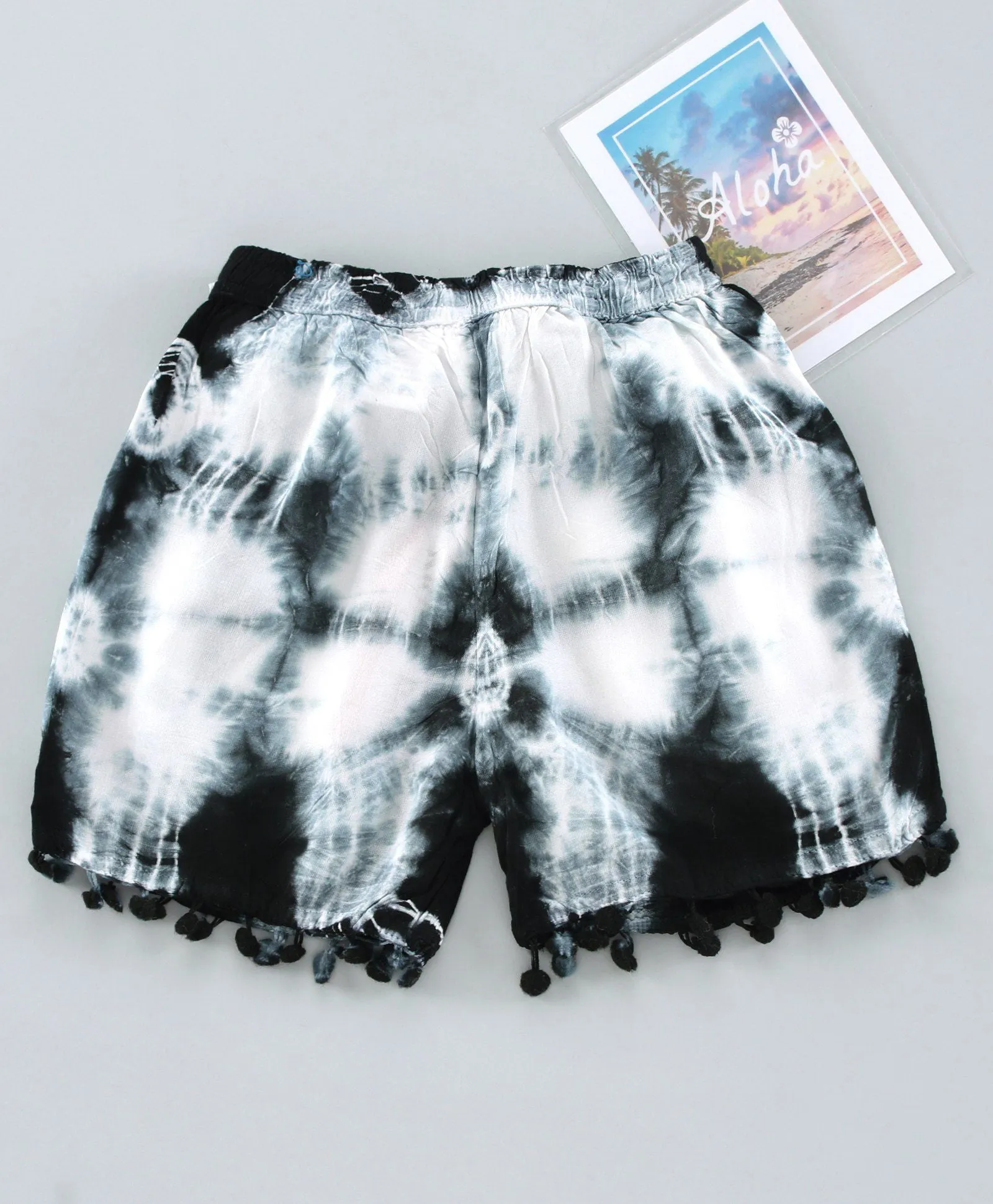 Girls Tie & Dye Shorts with Pompom