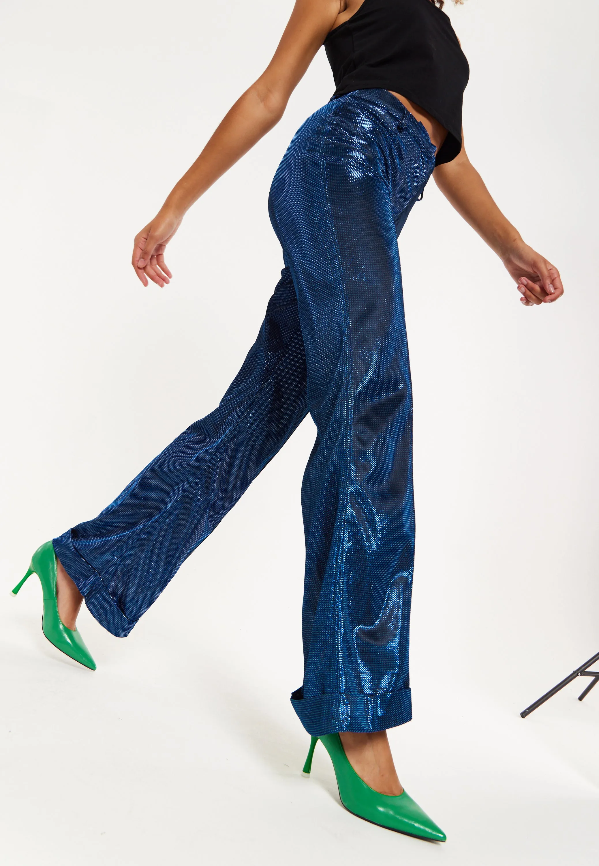 House of Holland Navy Shimmer Trousers