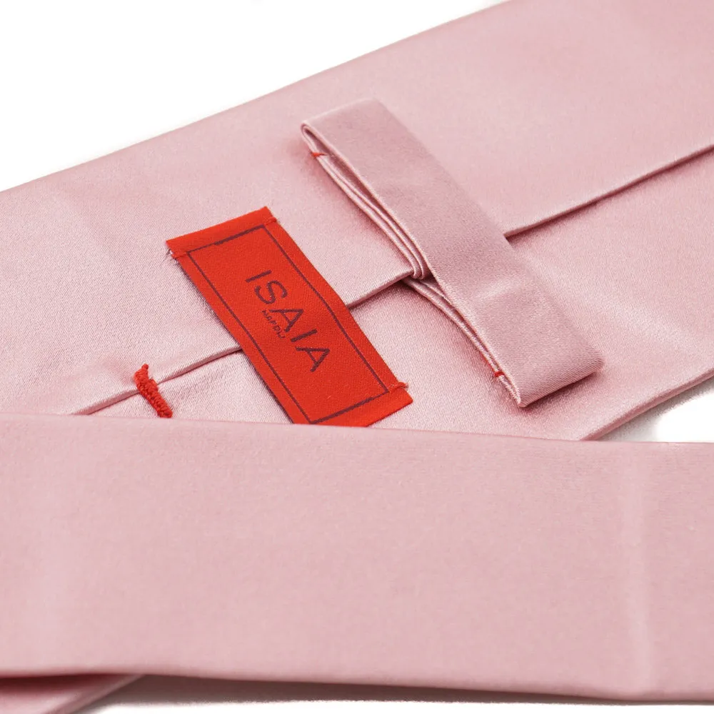 Isaia Solid Pink Satin Silk Tie