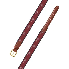 Maroon South Carolina Flag Motif Leather Tab Belt