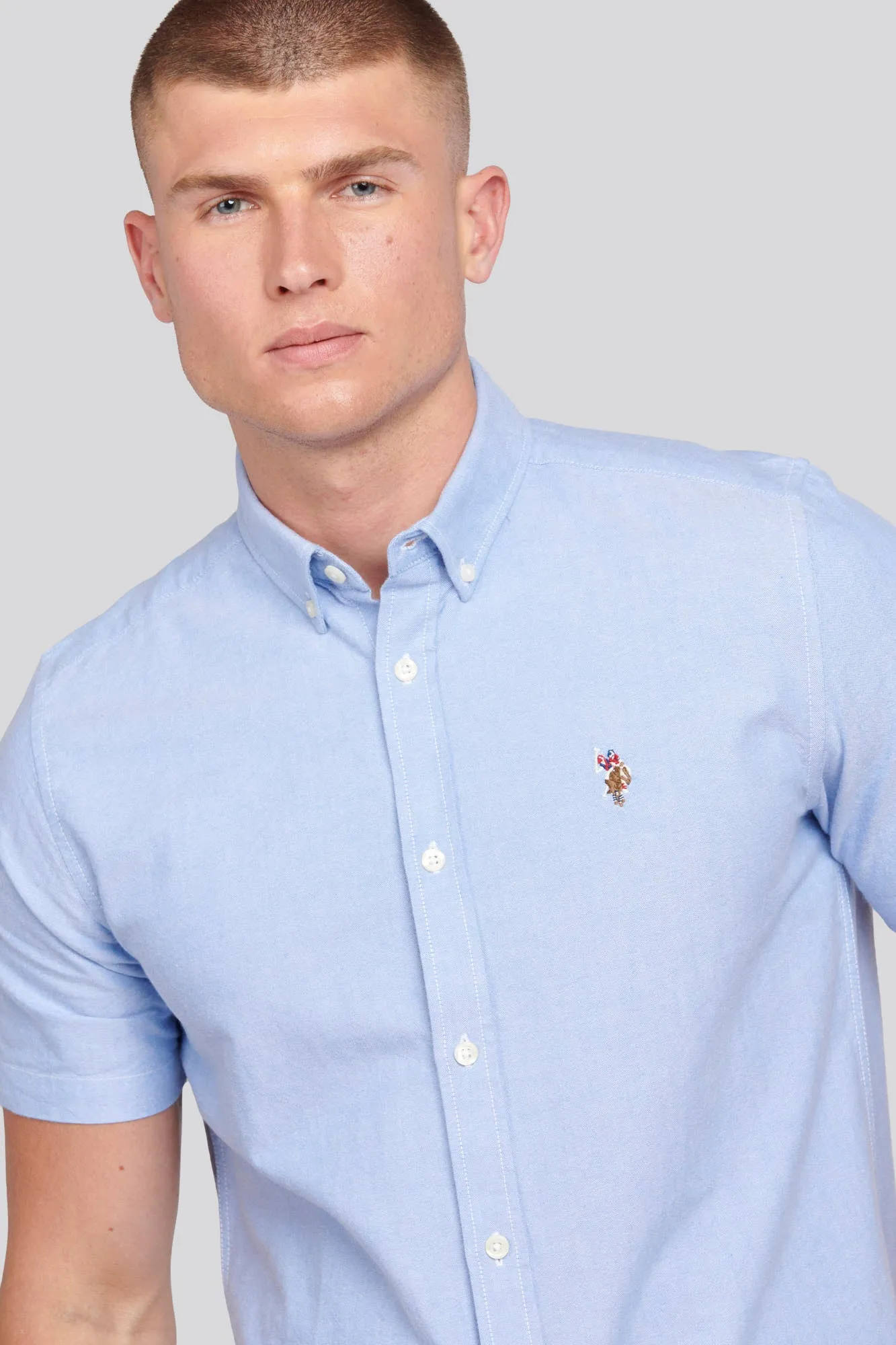 Mens  Short Sleeve Oxford Shirt in Blue Yonder