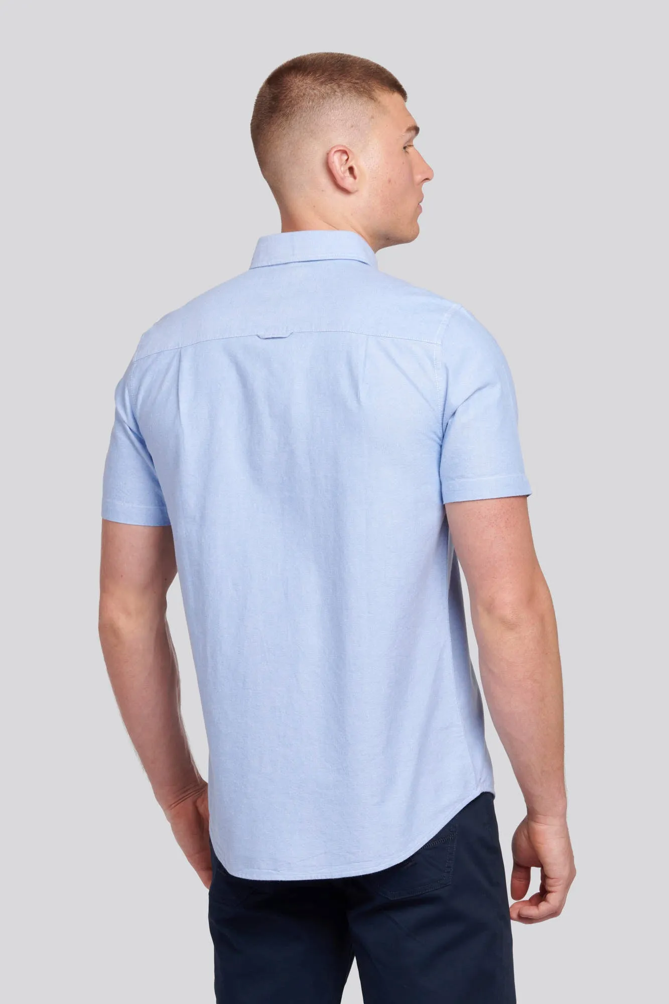 Mens  Short Sleeve Oxford Shirt in Blue Yonder