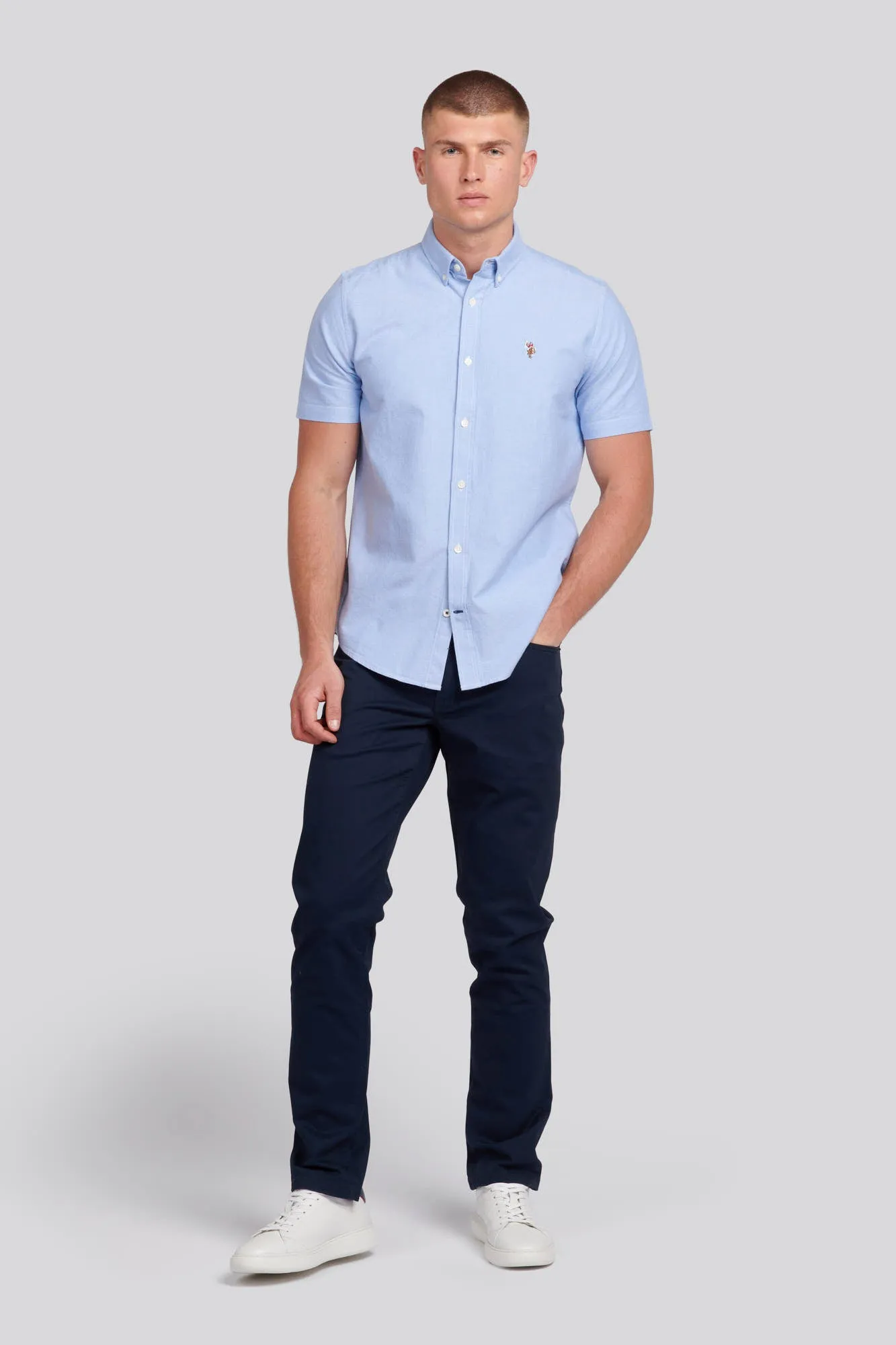 Mens  Short Sleeve Oxford Shirt in Blue Yonder