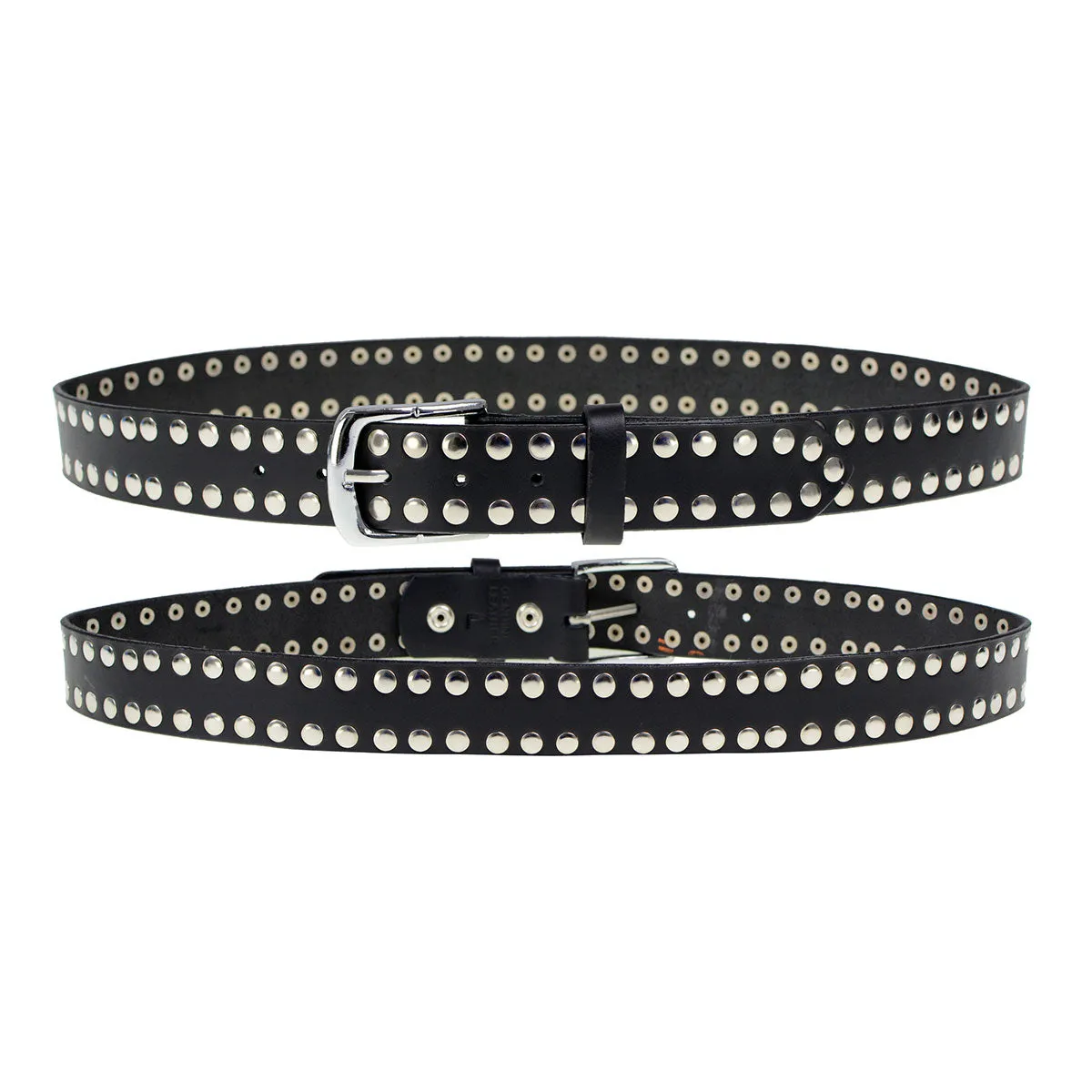 Milwaukee Leather MP7100 Men's Studded Black Genuine Leather Belt for Biker with Buckle - 1.5 inches Wide