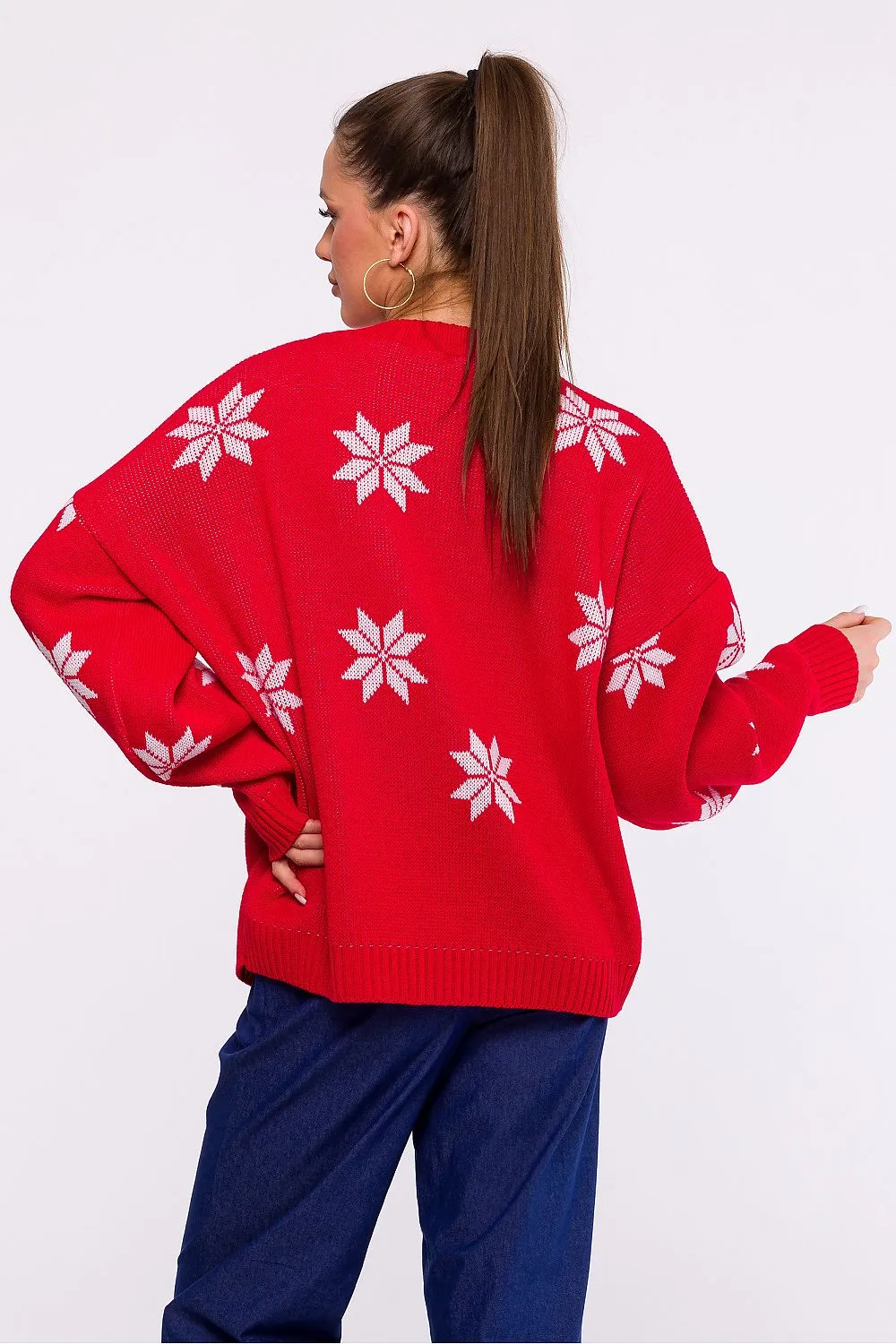 MOE Red "Merry" Written Oversized Snowflake Christmas Sweater ❄️