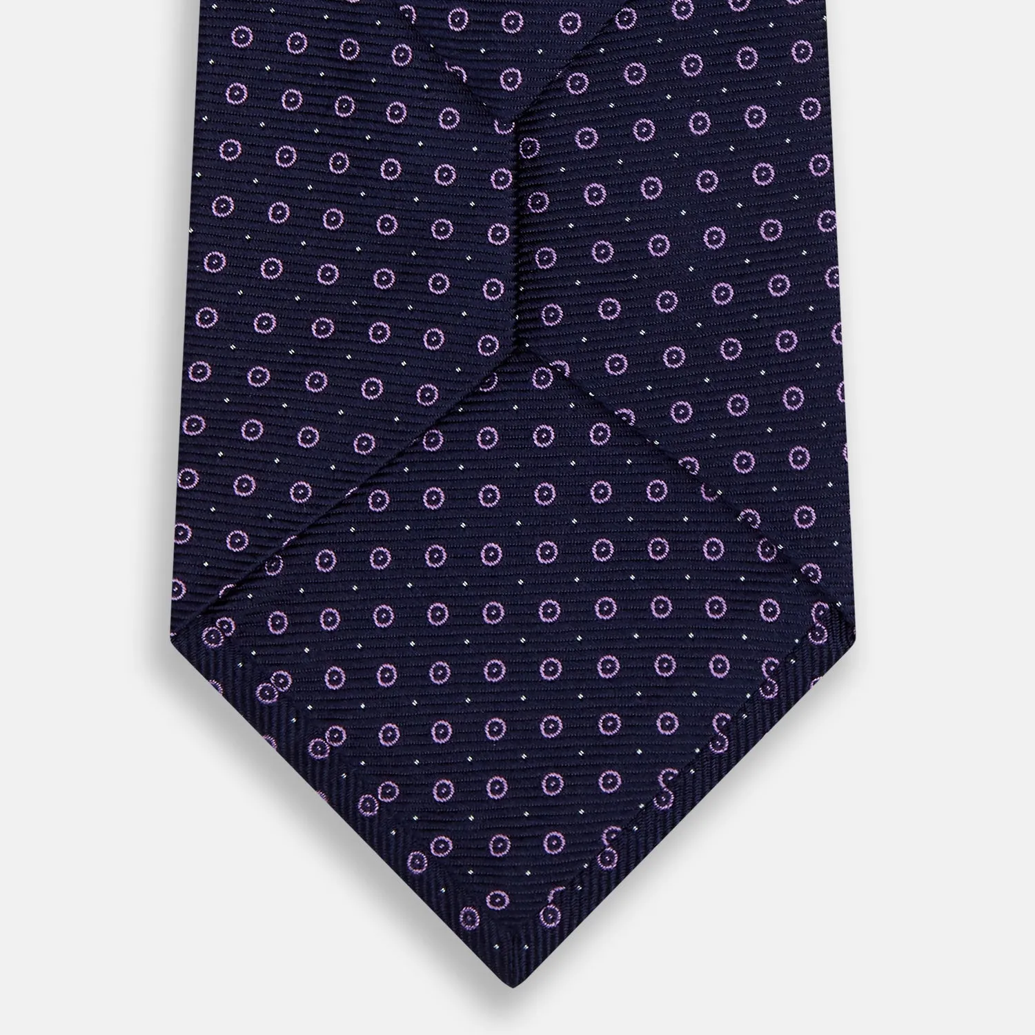 Navy and Lilac Circle Silk Tie