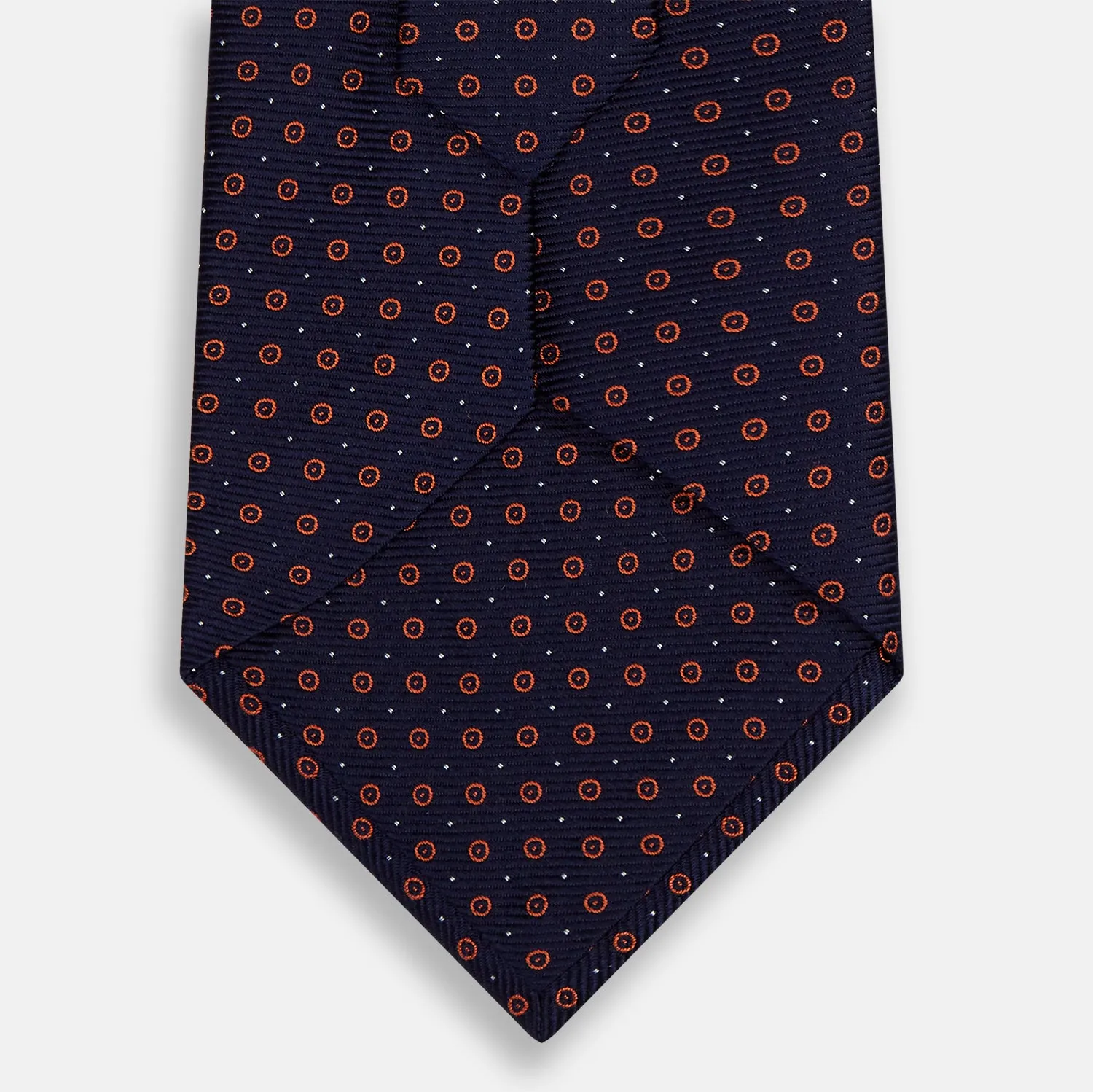 Navy and Orange Circle Silk Tie