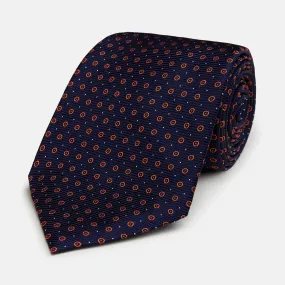 Navy and Orange Circle Silk Tie