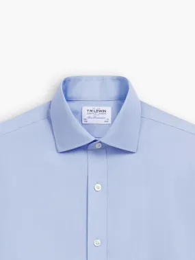 Non-Iron Light Blue Poplin Fitted Single Cuff Classic Collar Shirt