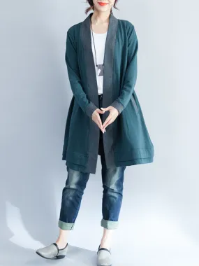 Patchwork Long Sleeve Loose Coats