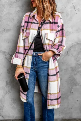 Plaid Print Long Shirt Jacket