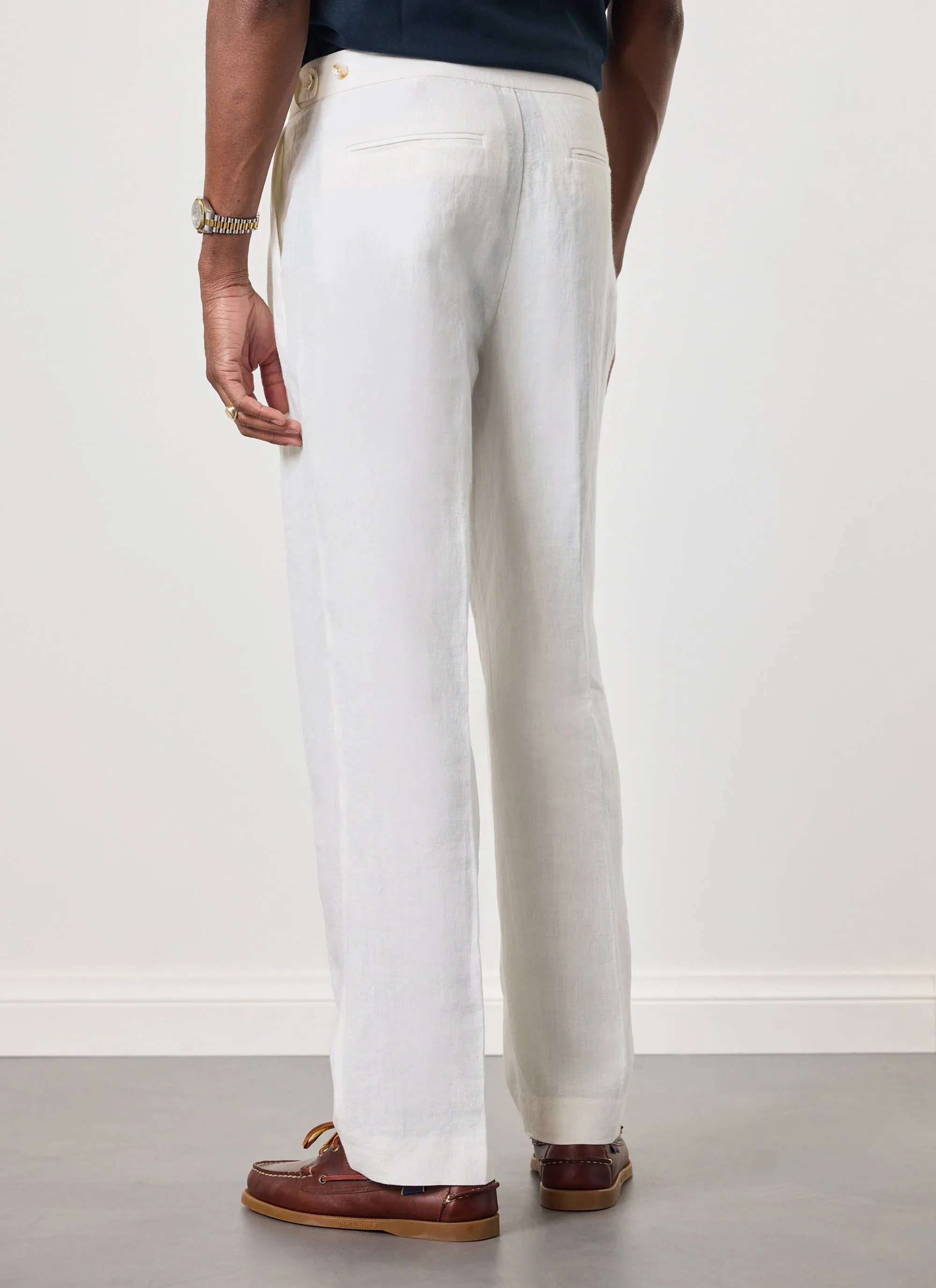 Pleated Tailored Trousers | Linen | White