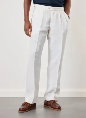 Pleated Tailored Trousers | Linen | White