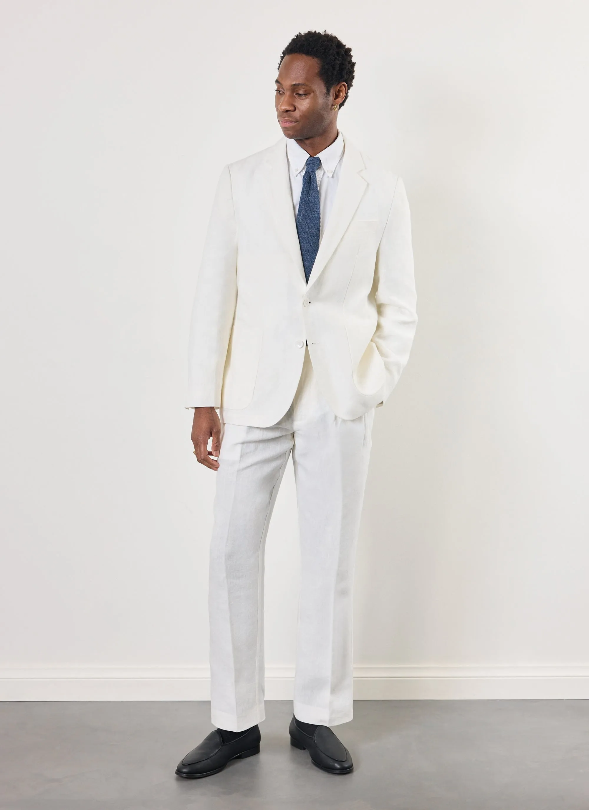 Pleated Tailored Trousers | Linen | White