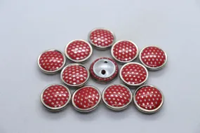 Red Circular Metal Ring Polka Dot Coat Button