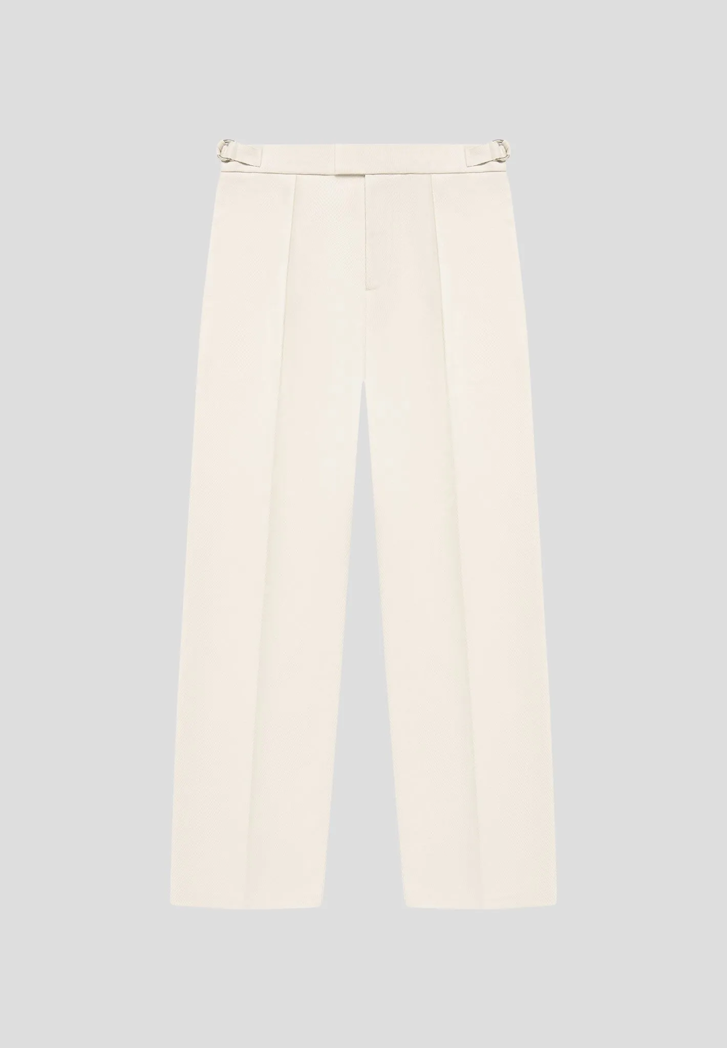 Relaxed Fit Twill Pleated Tailored Trousers - Cream