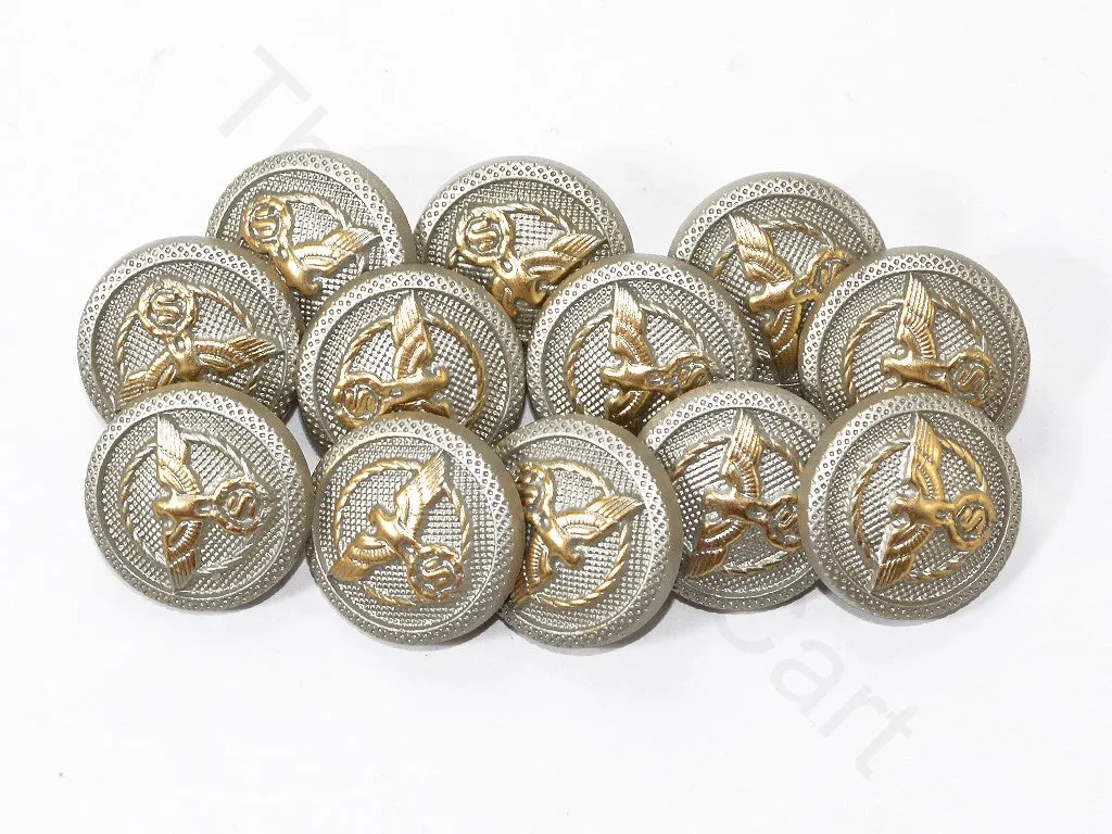 Silver Textured Bird Coat Buttons