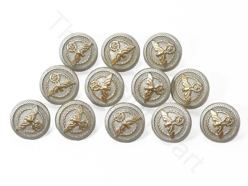 Silver Textured Bird Coat Buttons