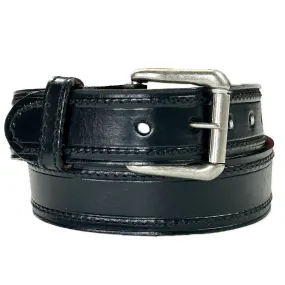 Single Stitch Saddle Genuine Black Leather Western Belt