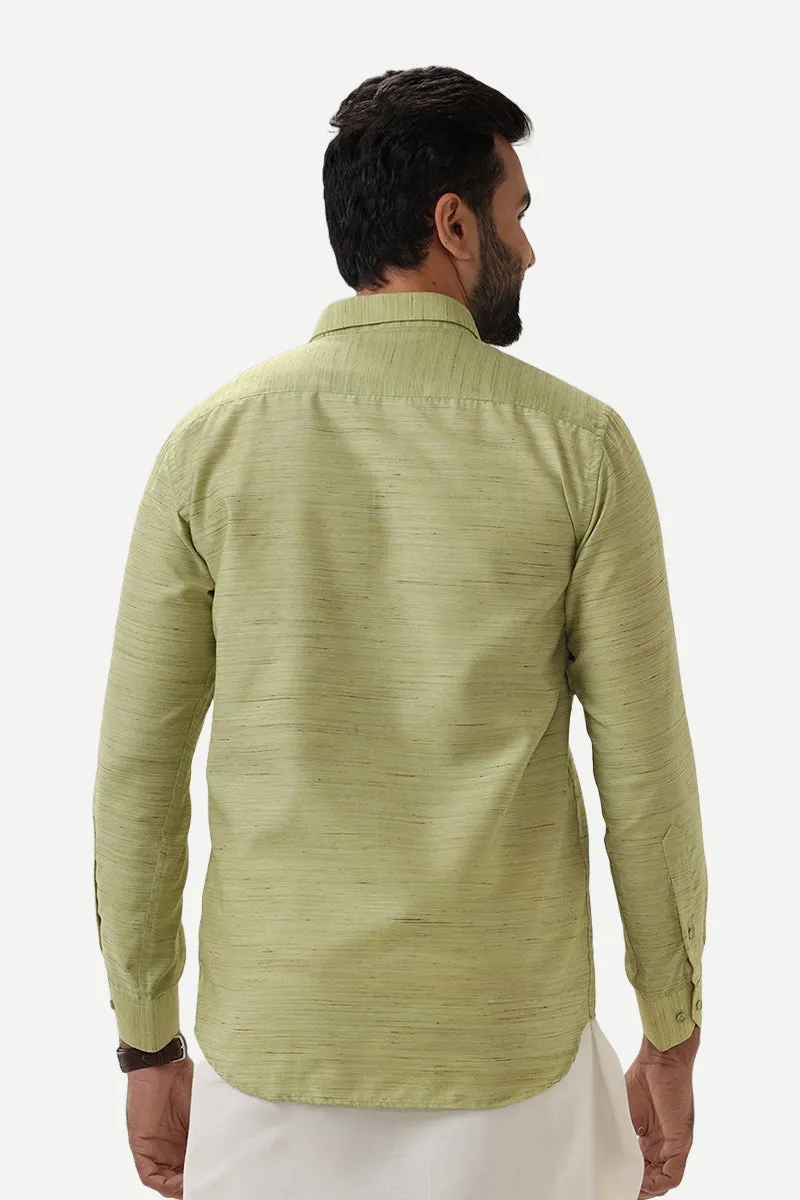 Swaraj - Light Green Silk Shirts For Men | Uathayam