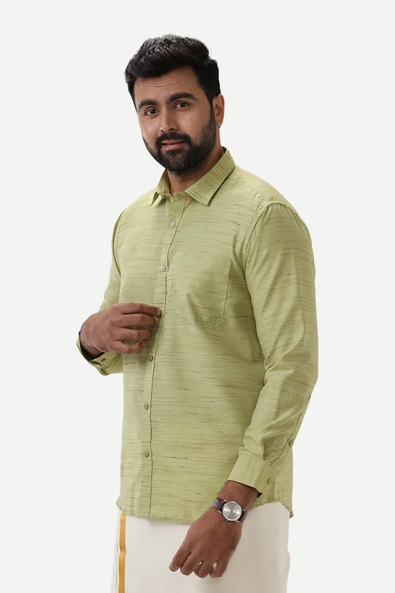 Swaraj - Light Green Silk Shirts For Men | Uathayam