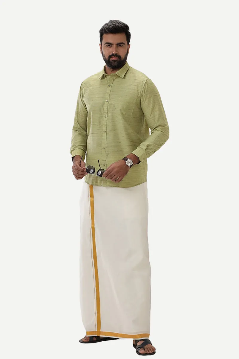 Swaraj - Light Green Silk Shirts For Men | Uathayam