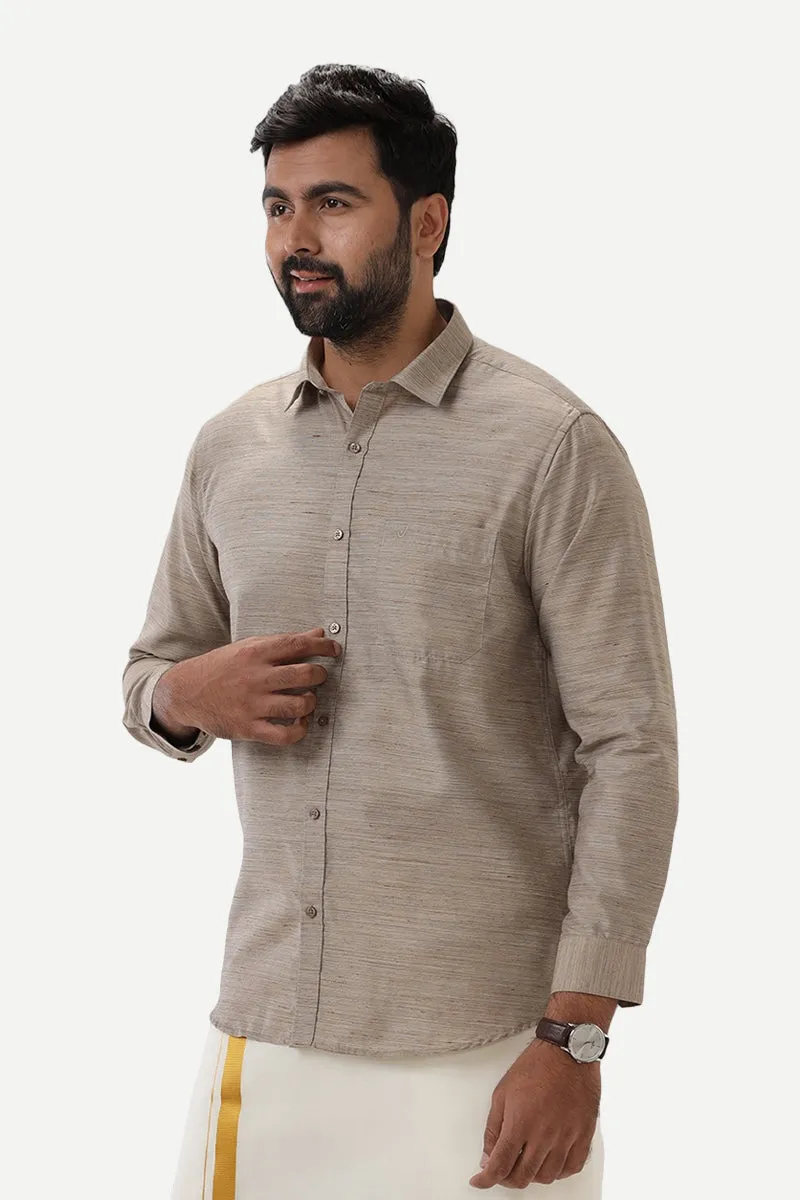 Swaraj - Sand Brown Silk Shirts For Men | Uathayam