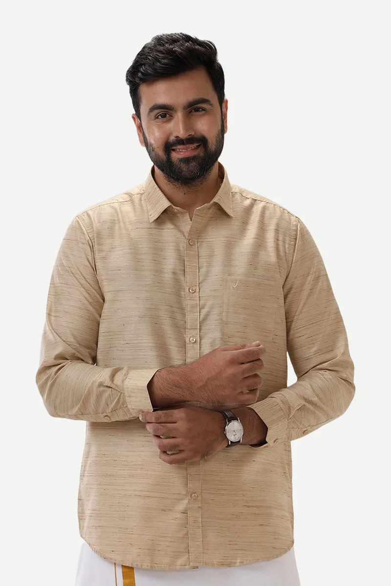 Swaraj - Sandal Silk Shirts For Men | Uathayam