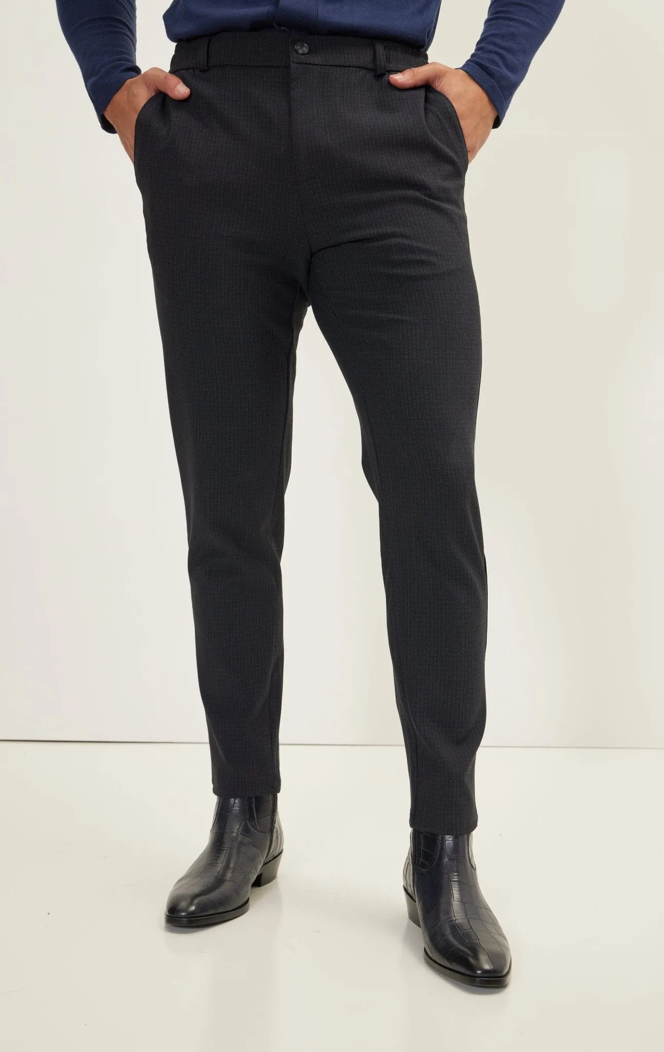 Tailored fit knit trousers - Navy