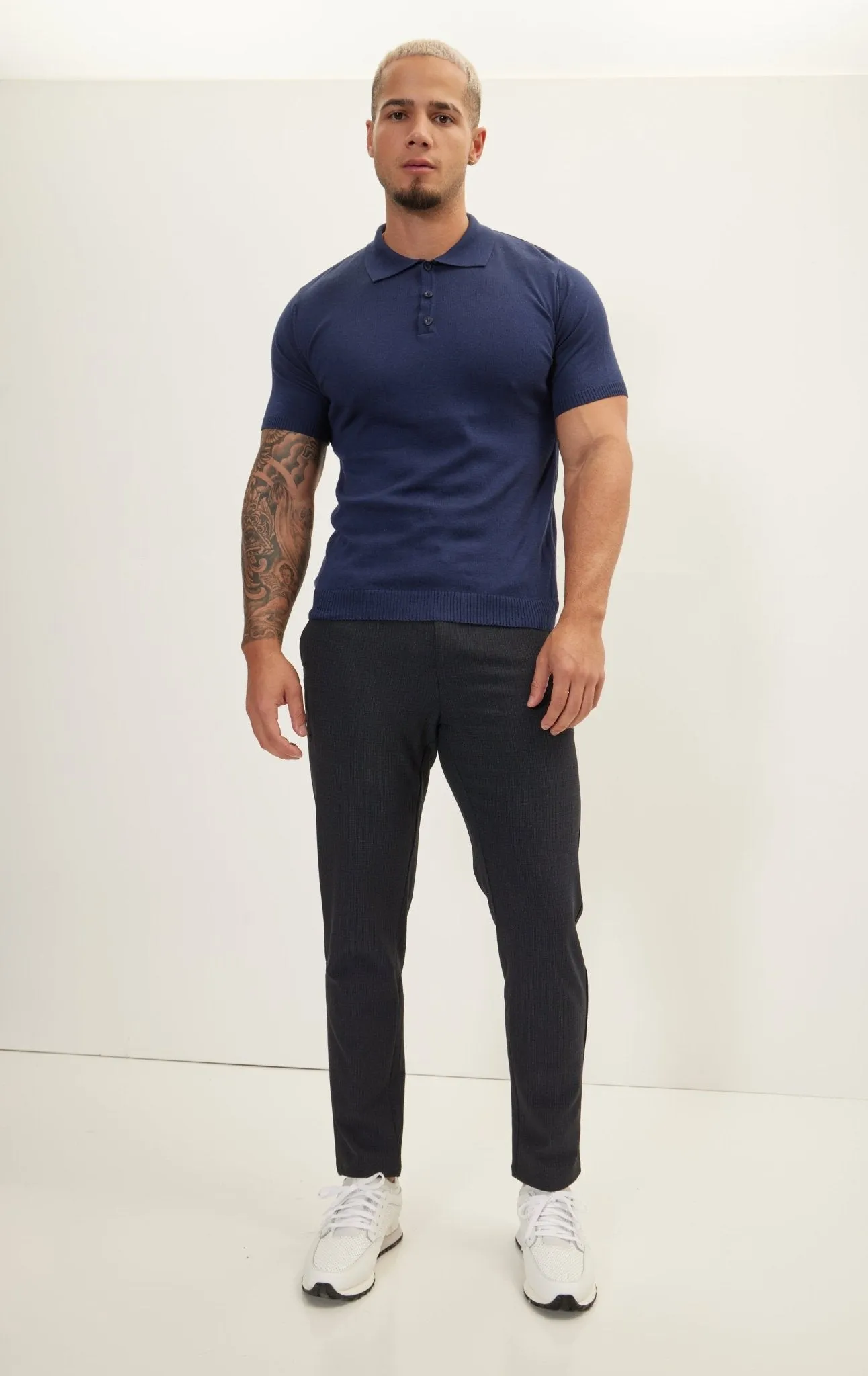 Tailored fit knit trousers - Navy