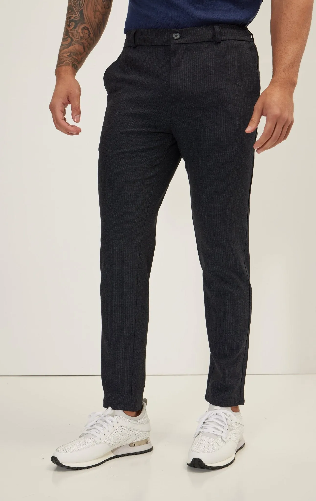 Tailored fit knit trousers - Navy