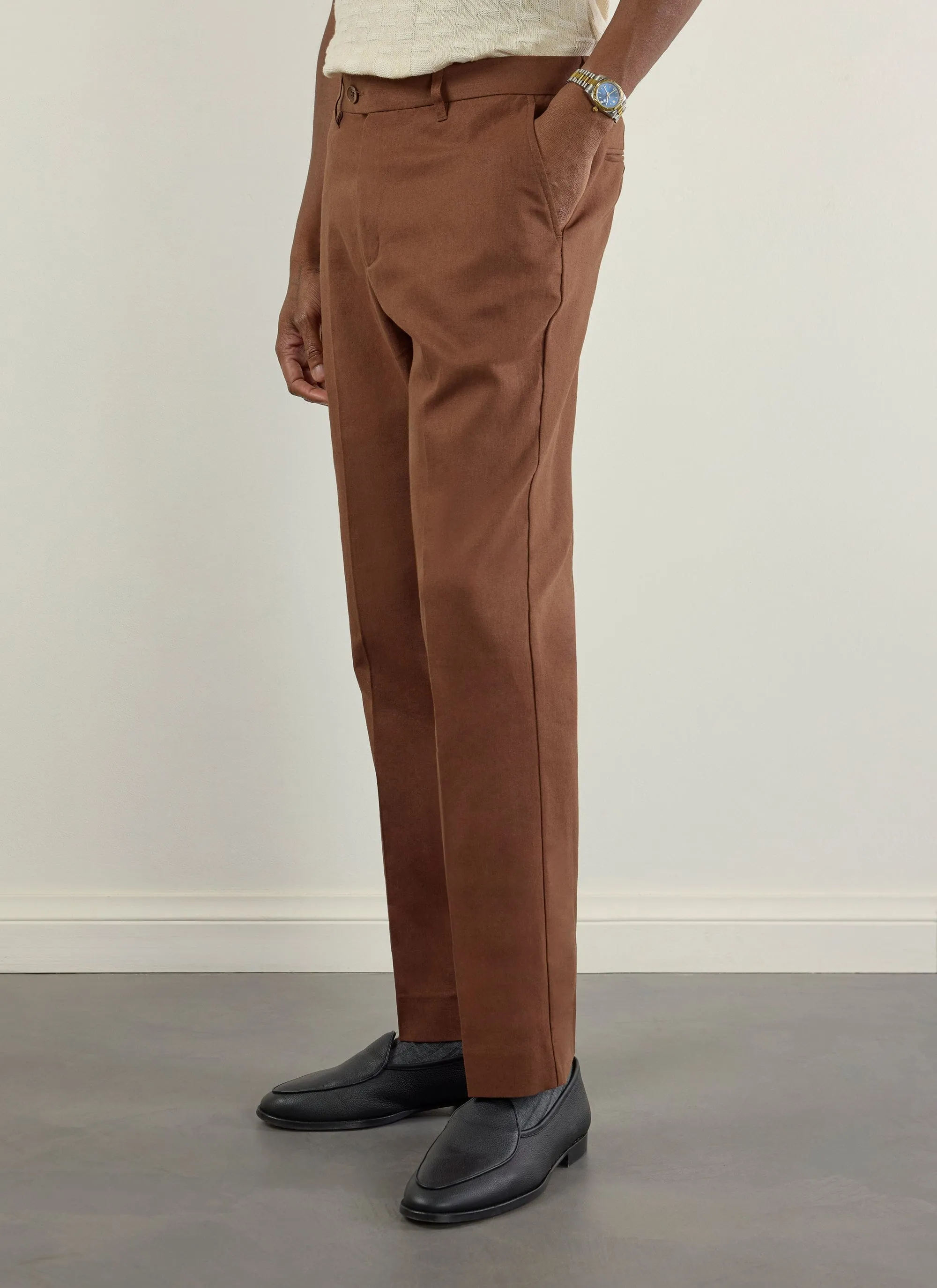 Tailored Linen Trousers | Espresso