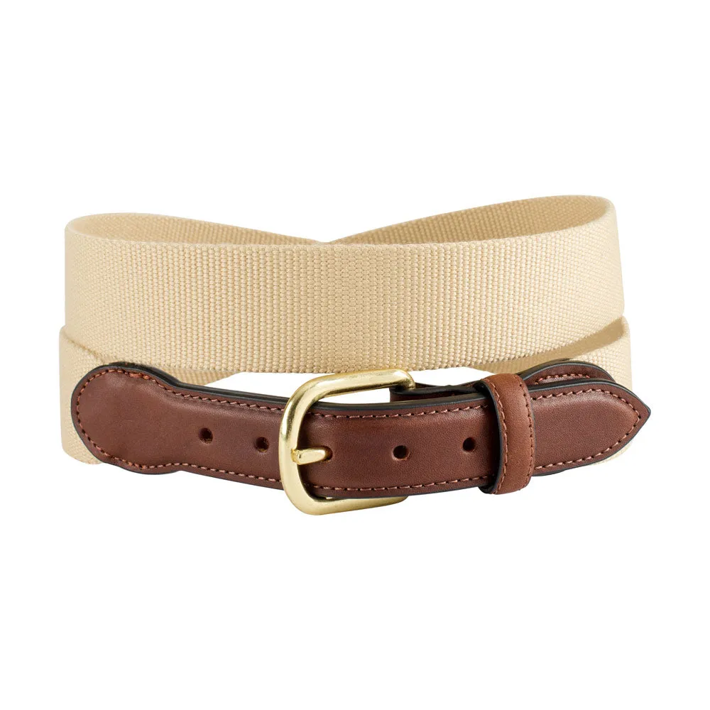 Textured Khaki Belgian Surcingle Leather Tab Belt