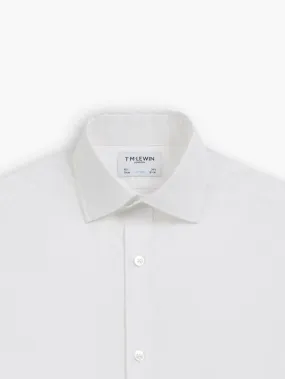 White Poplin Stretch Fitted Single Cuff Classic Collar Shirt