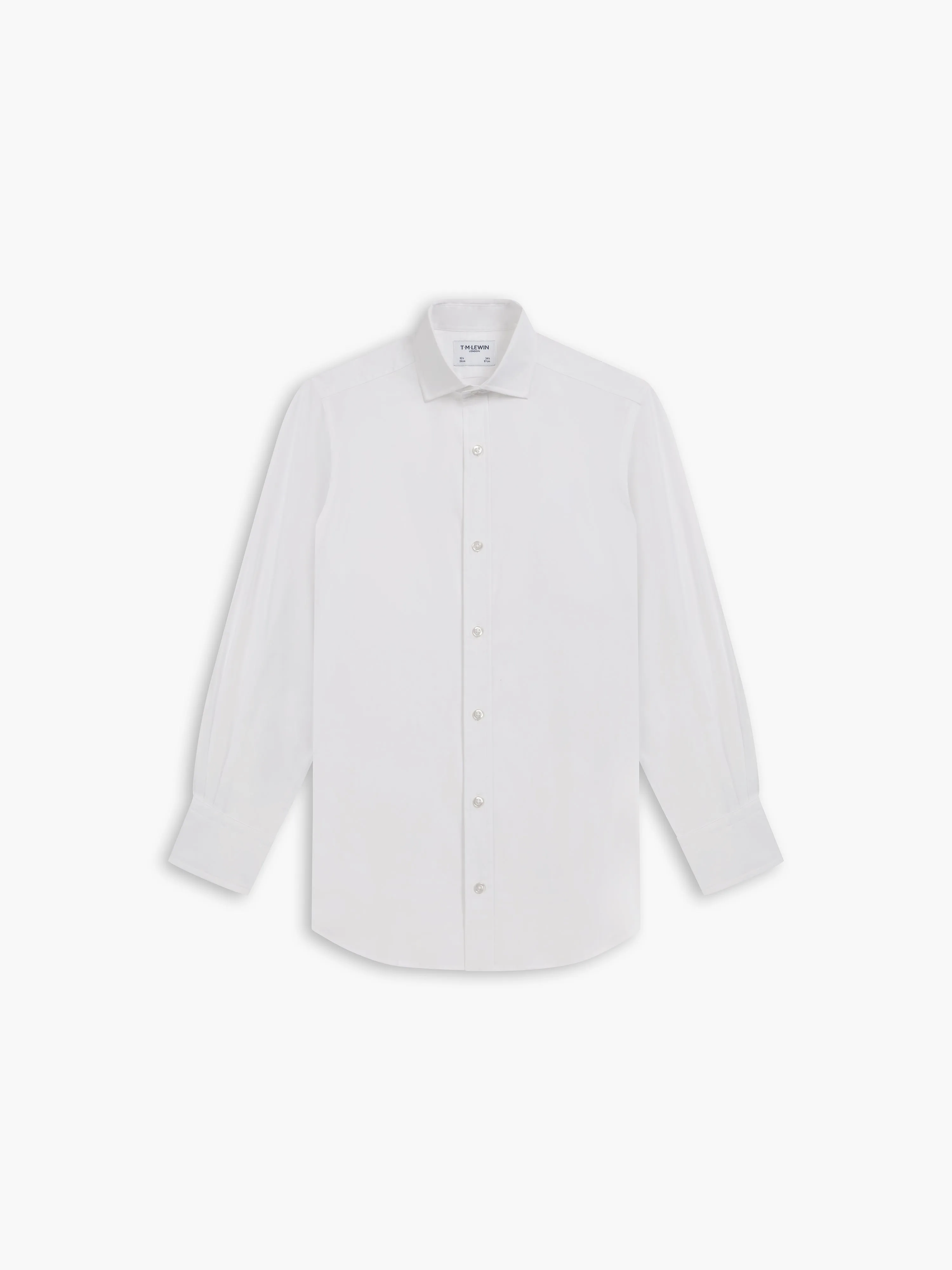 White Poplin Stretch Fitted Single Cuff Cutaway Collar Shirt