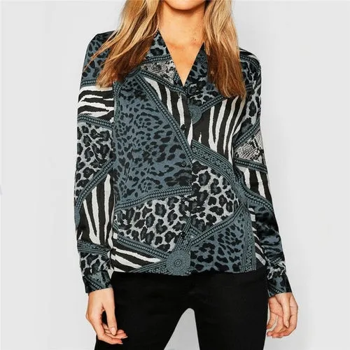 Women Tops And Blouse Sexy Leopard Print Long