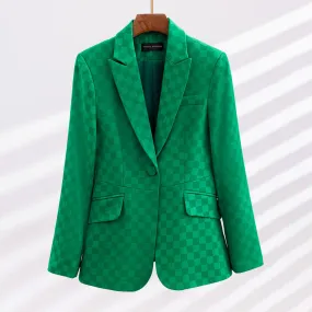 Women's Elegant Solid-color Checked Blazer with Button | Ideal for All Seasons